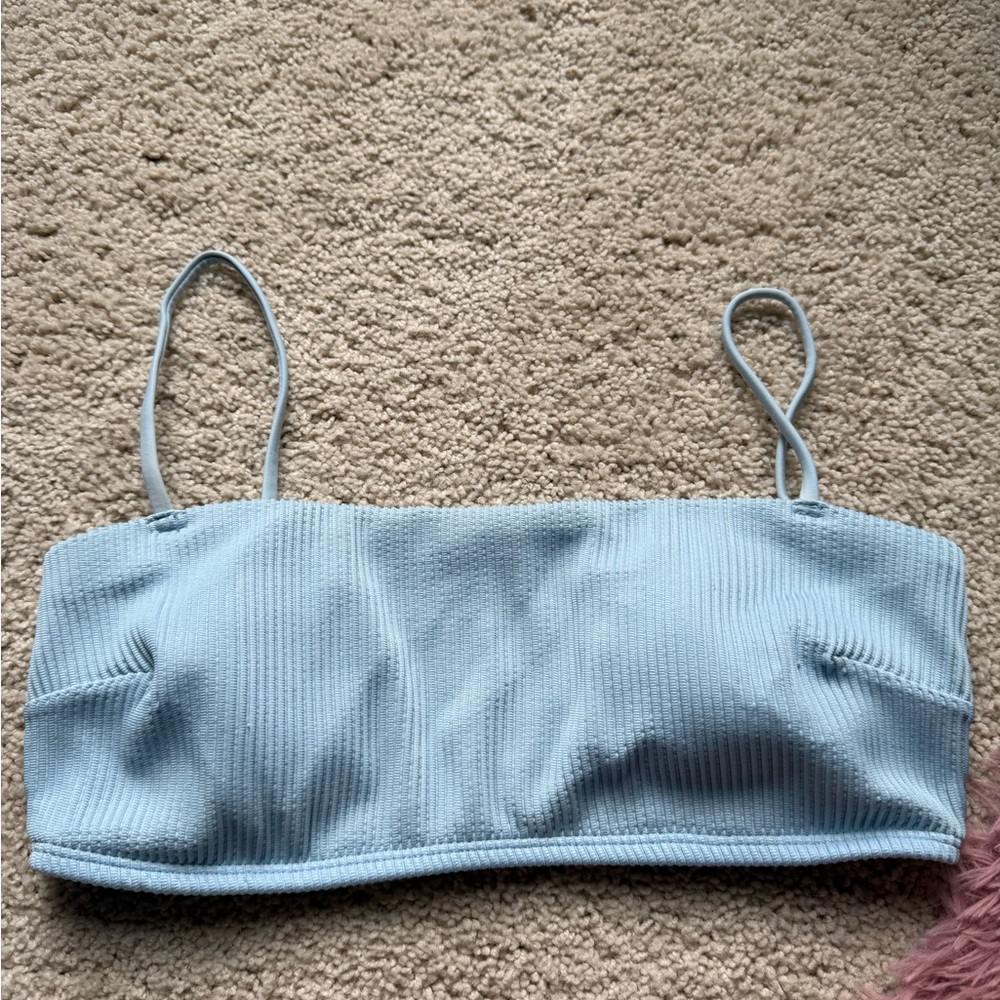 Hollister Light Blue Ribbed Bikini Top